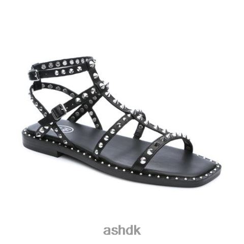 maeva flad sandal med firkantet tå med nitter sort Kvinder 2R26T72 ASH sandaler