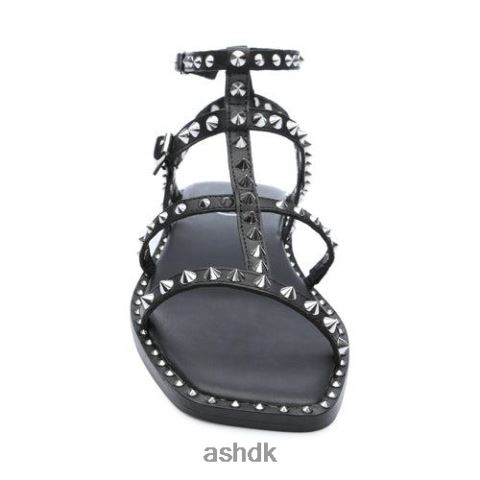 maeva flad sandal med firkantet tå med nitter sort Kvinder 2R26T72 ASH sandaler
