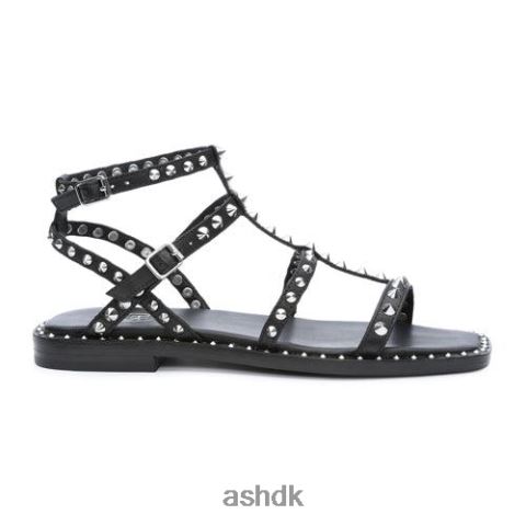 maeva flad sandal med firkantet tå med nitter sort Kvinder 2R26T72 ASH sandaler