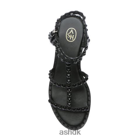 power bis tonal flad sandal med kvaster med nitter sort Kvinder 2R26T67 ASH sandaler