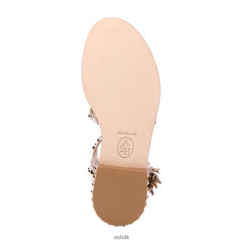 power metallic flad sandal med kvaster med nitter lys guld Kvinder 2R26T53 ASH sandaler