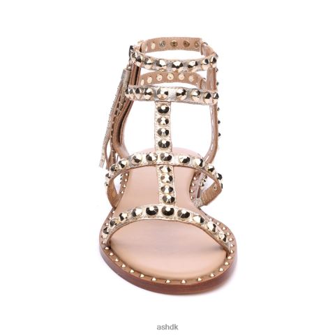 power metallic flad sandal med kvaster med nitter lys guld Kvinder 2R26T53 ASH sandaler