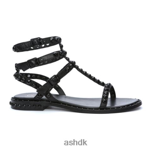 spil en flad sandal med tonal besat sort Kvinder 2R26T57 ASH sandaler