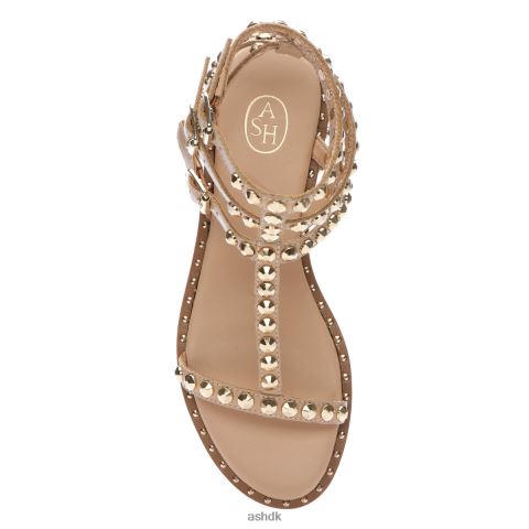 spille flad sandal med nitter hud/guld Kvinder 2R26T56 ASH sandaler