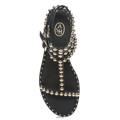 spille flad sandal med nitter sort guld Kvinder 2R26T55 ASH sandaler